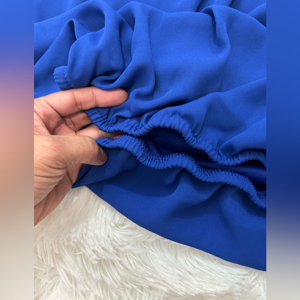 Ab Studio Women’s Scoop Neck Blouse Bell Sleeves Wovens Cobalt Blue Large New — image 6 of 8